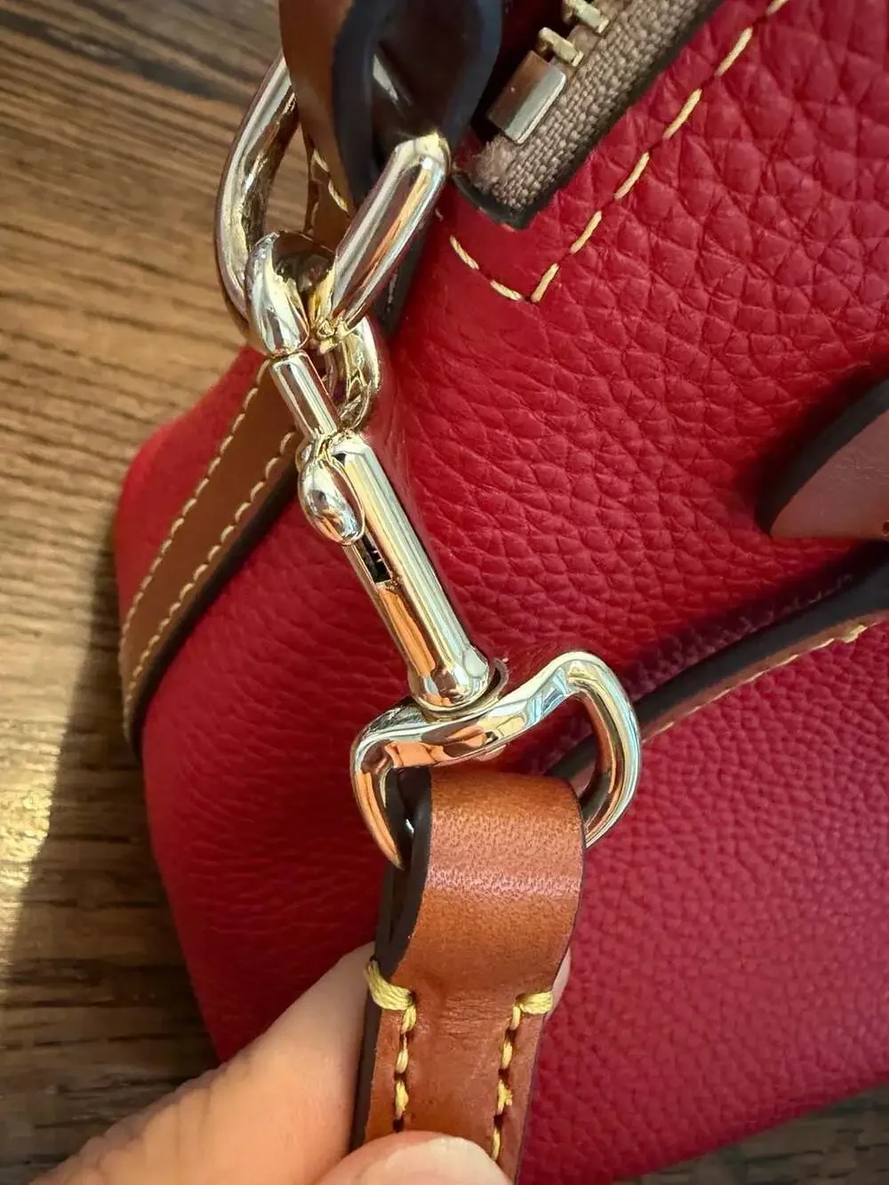 Dooney & Bourke Pebble Grain Domed Satchel in Red